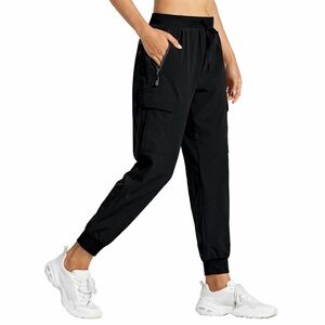 Libin Women's Cargo Joggers Lightweight Quick Dry Pants Black Small NWT